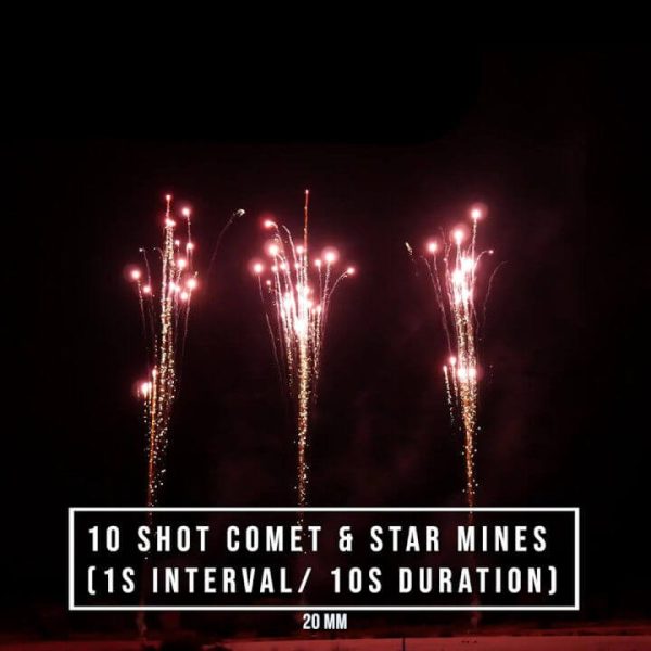 20mm Comet + Star Mines – Ricasa Fireworks / Batería multidisparo Cometa + Volcán de 20mm