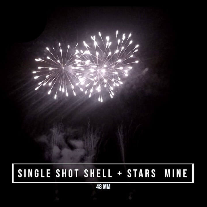 Single Shot Shell + Stars Mine 48 mm / Monotiro Carcasa + Volcán de 48mm